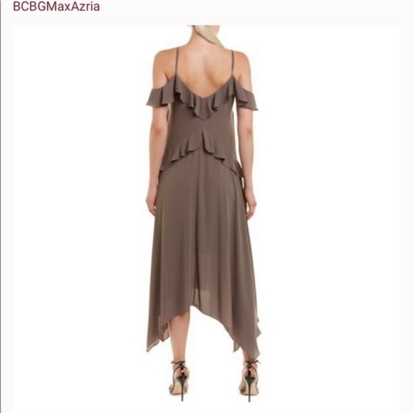 SOLD.BCBGMAXAZRIA SPANISH MOSS ASYMETRICAL DRESS S - Picture 2 of 6